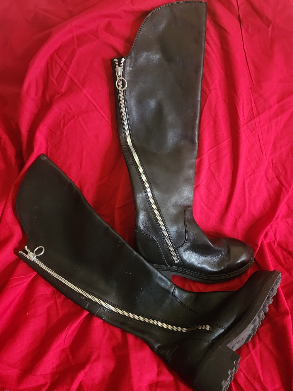 ASH Seven Black Leather Knee-High Zipper Boots